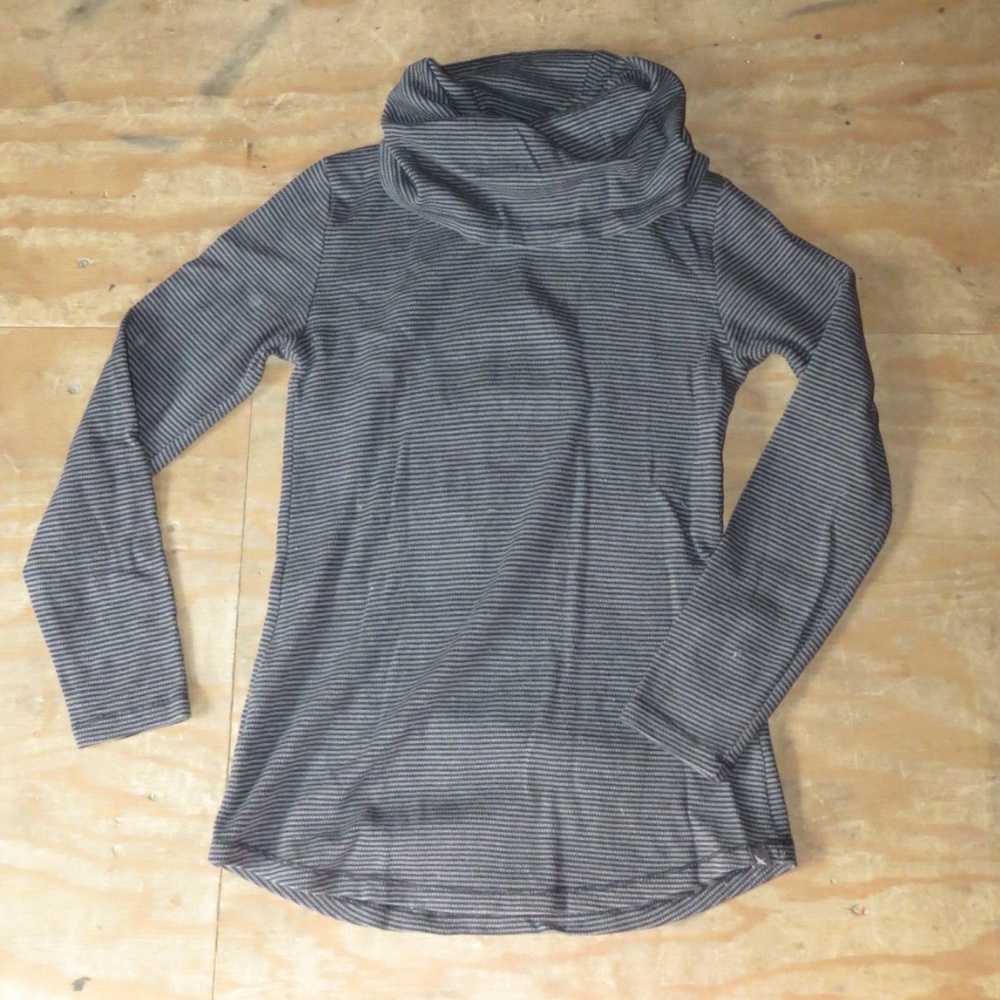Grey Stripe Funnelneck Tee